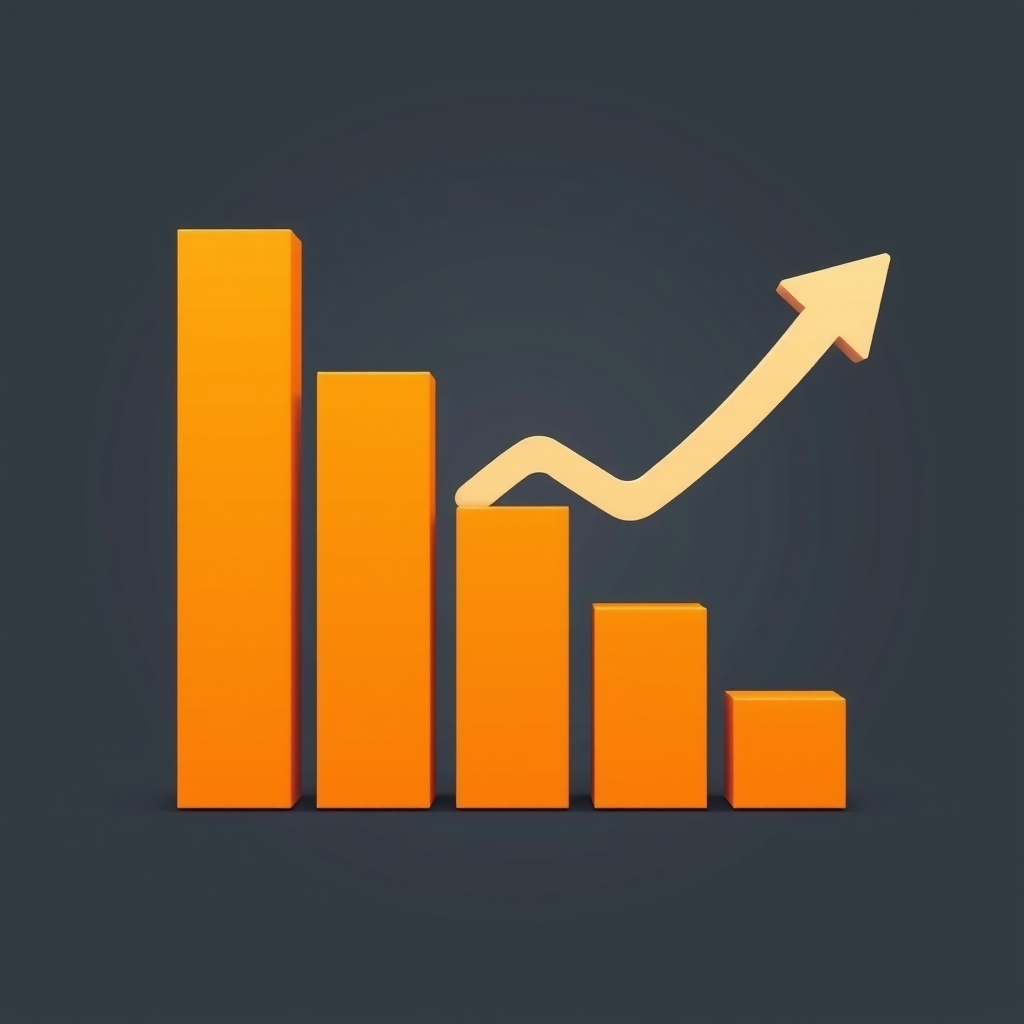 Một biểu đồ cột tăng trưởng với ký hiệu đô la và mũi tên đi lên, minh họa khái niệm Lợi tức đầu tư (ROI) một cách trực quan. 